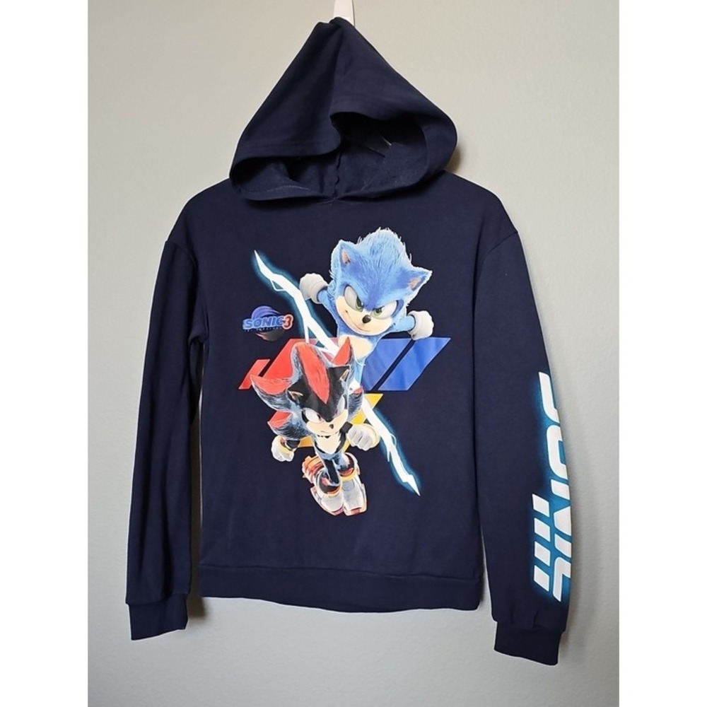 Sonic the Hedgehog Sonic 3 Movie Kids XL Navy Blue Shadow Graphic Hoodie SEGA